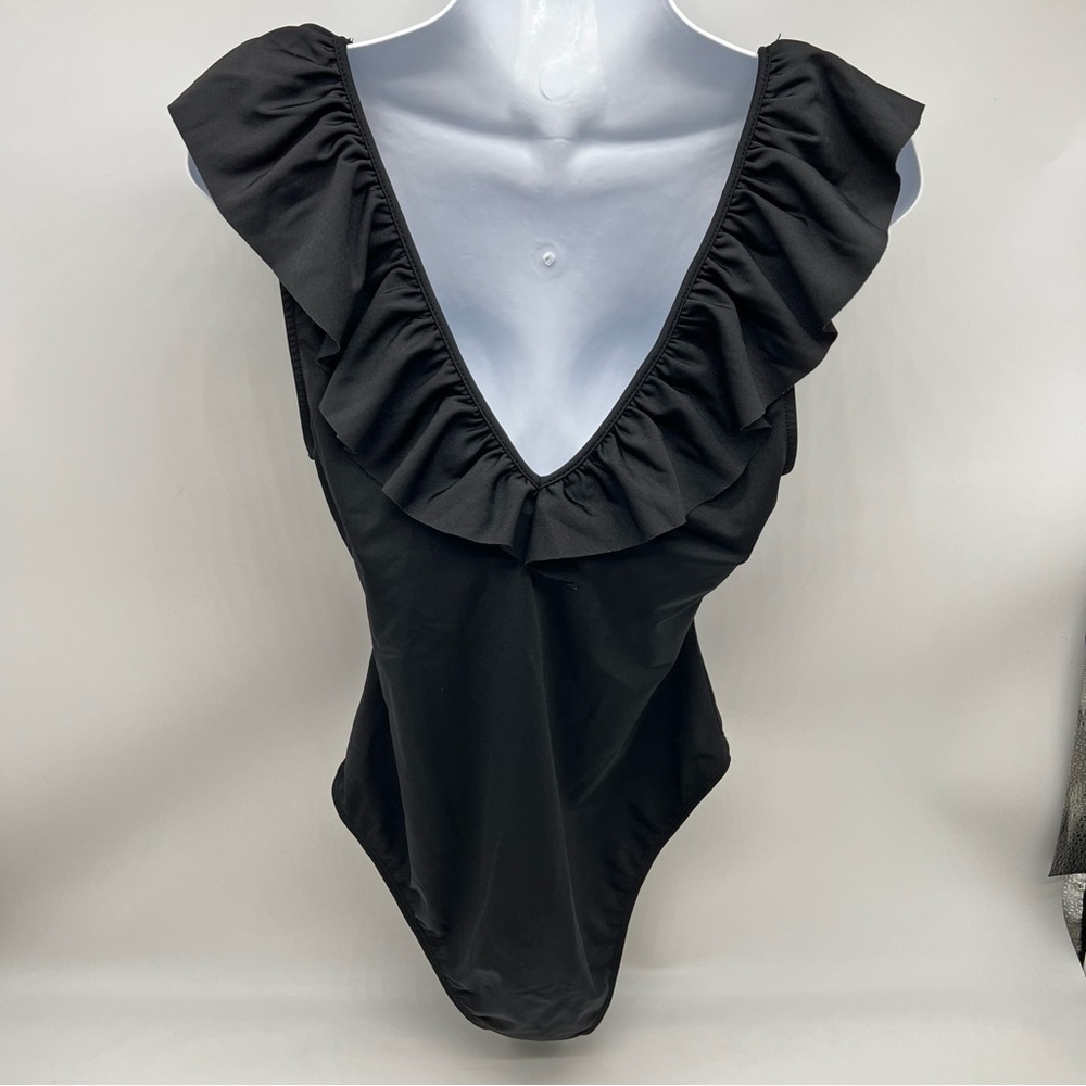 Zara Black Textured V-Neck Top - Picture 4 of 8